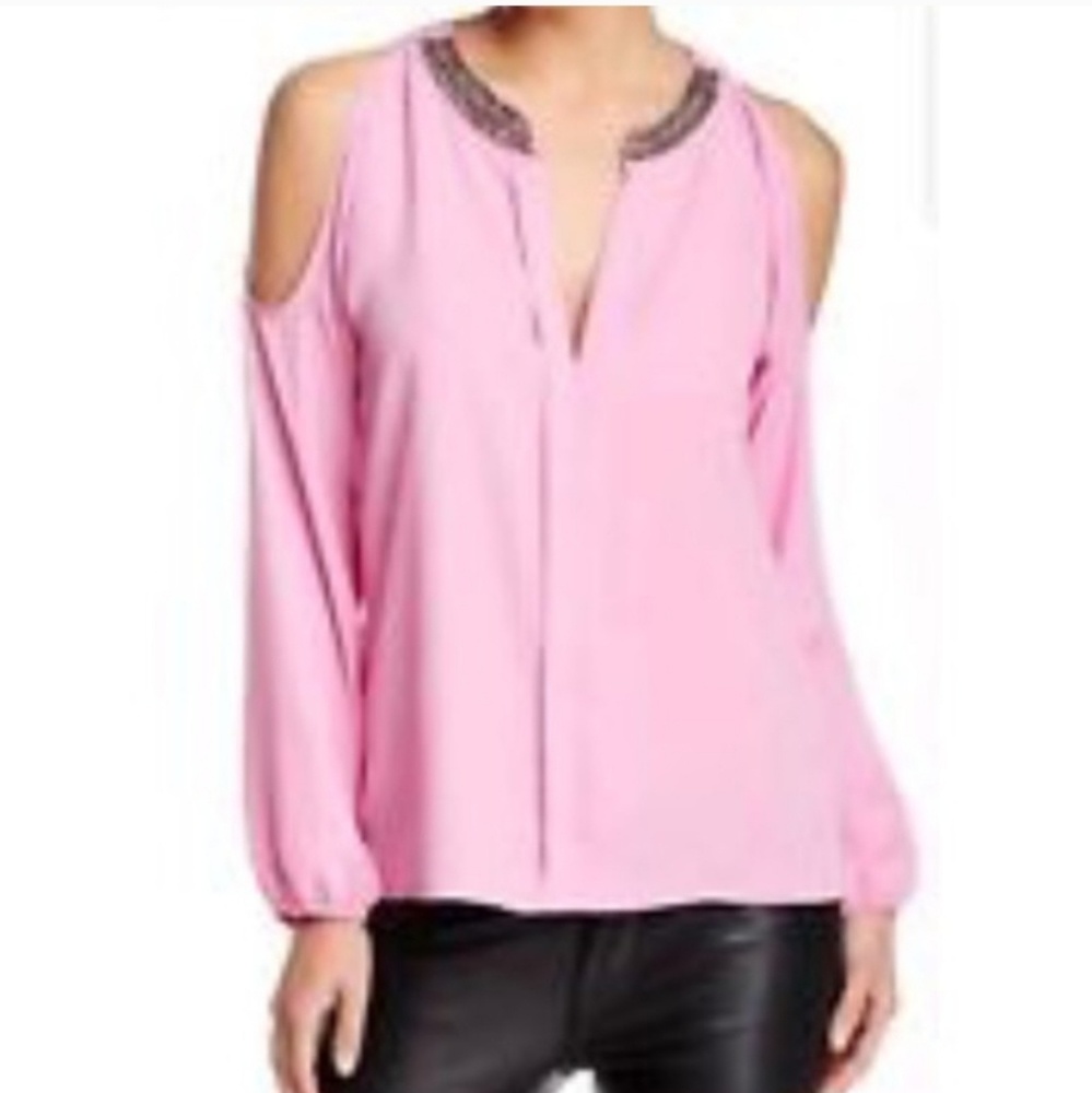 Socialite Large Open Shoulder Pink Beaded Top